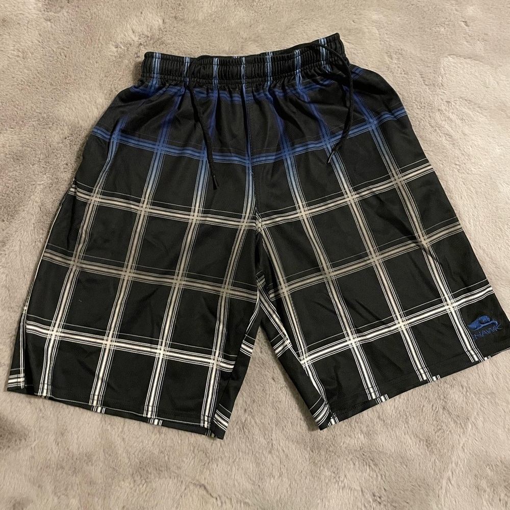 😎Tony Hawk Black and Blue Plaid Kid’s Shorts